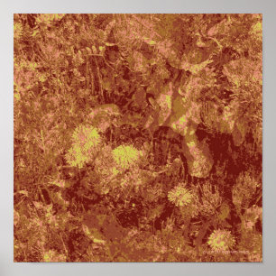 Yellow flower against leaf camouflage pattern 2 poster