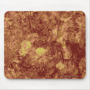 Yellow flower against leaf camouflage pattern mouse mat