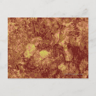 Yellow flower against leaf camouflage pattern postcard