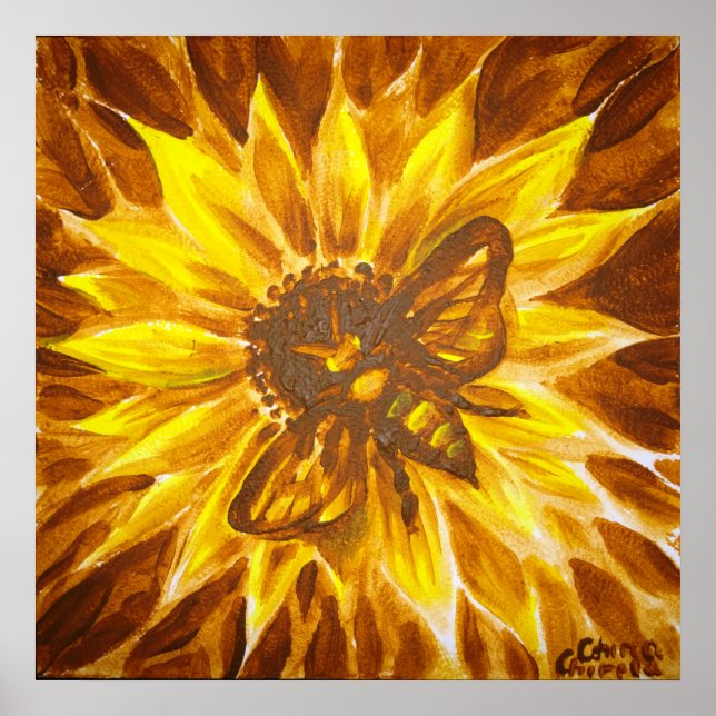 Yellow flower and bee poster (Front)
