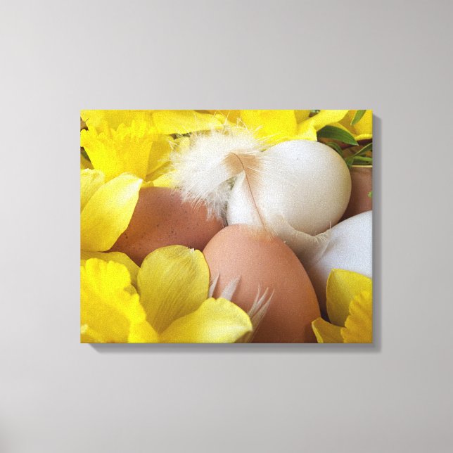 yellow flower and easter eggs canvas print (Front)