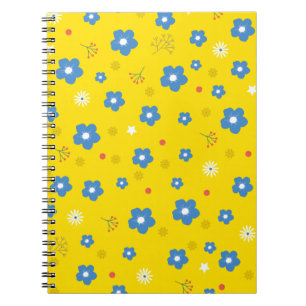 Yellow Flower Art Pattern Aesthetic Flower PNG Tra Notebook
