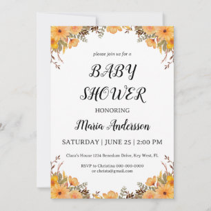 Yellow Flower Baby Girl Baby Shower Invitation
