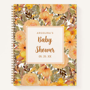 Yellow Flower Baby Shower Gift List Notebook