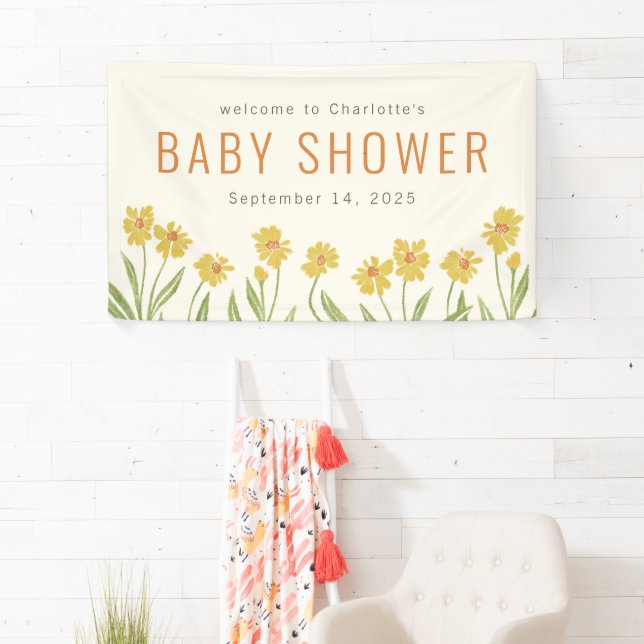 Yellow Flower Baby Shower Welcome Banner (Insitu)