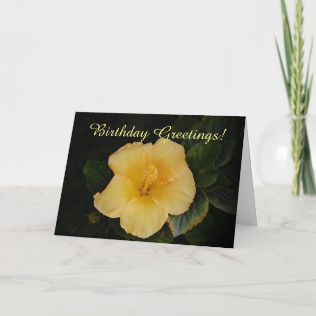 Yellow Flower Birthday Greeting Card (Front)