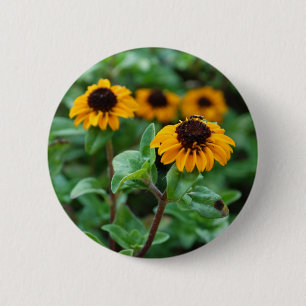 Yellow Flower Blossom Photo Round Badge