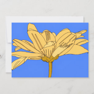 Yellow flower, blue and yellow invitation