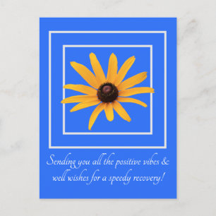 Yellow Flower Blue Bright Inspirational Get Well  Postcard