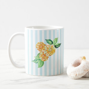 Yellow Flower Blue Stripe Coffee Mug
