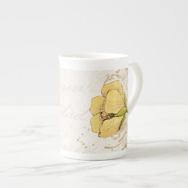 Yellow Flower Bone China Mug (Front Right)