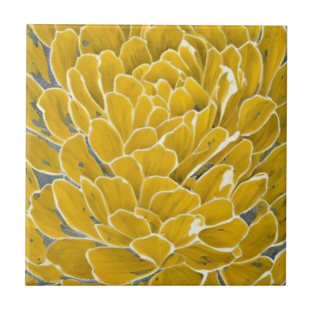 yellow flower botanical tile (Front)