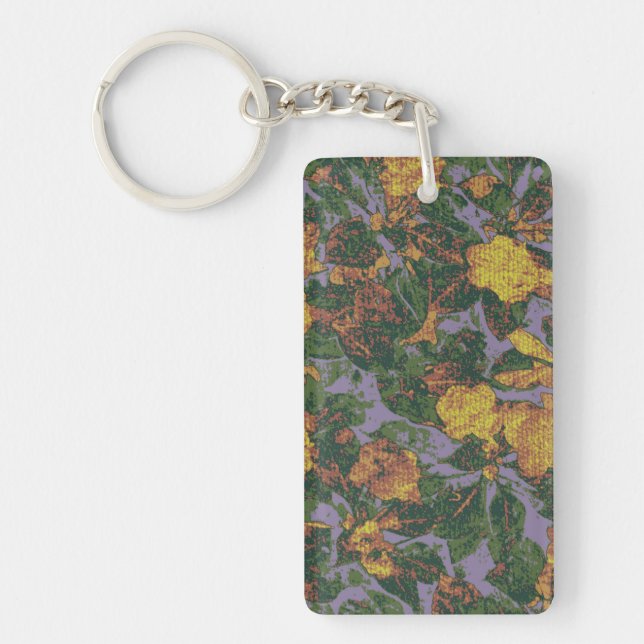 Yellow flower camouflage pattern key ring (Front)