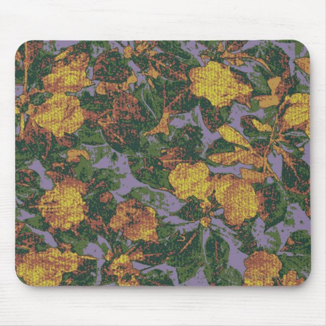 Yellow flower camouflage pattern mouse mat (Front)