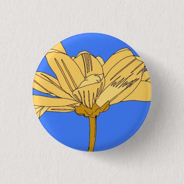Yellow flower card 3 cm round badge (Front)