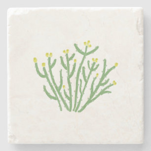 Yellow Flower Cholla Cactus Desert Stone Coaster