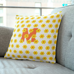 Yellow Flower daisies Bold and Cheerful Floral  Cushion