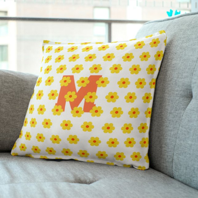 Yellow Flower daisies Bold and Cheerful Floral  Cushion (Creator Uploaded)