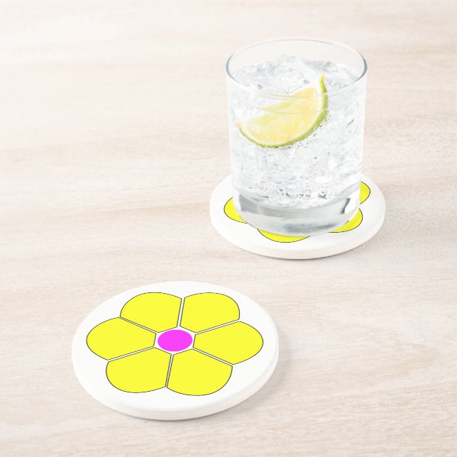 Yellow Flower Design Coaster (Side)