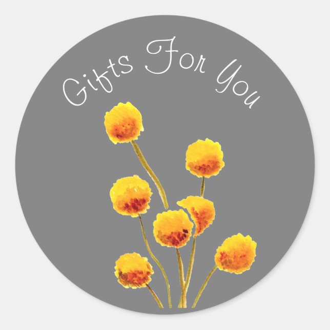 Yellow flower design Gift business branding Classic Round Sticker (Front)