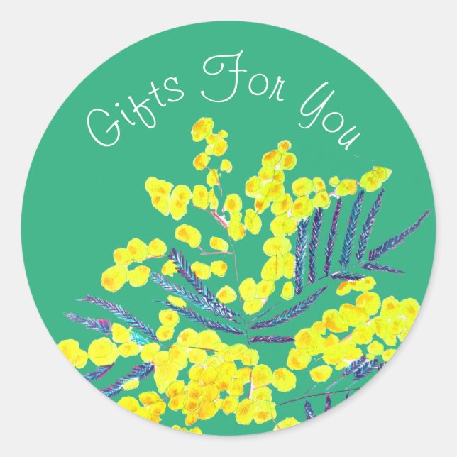 Yellow flower design Gift business branding Classic Round Sticker (Front)