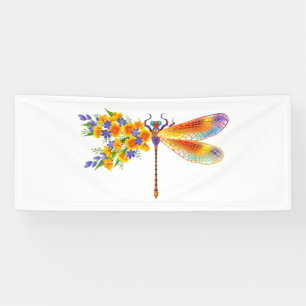Yellow Flower Dragonfly Banner