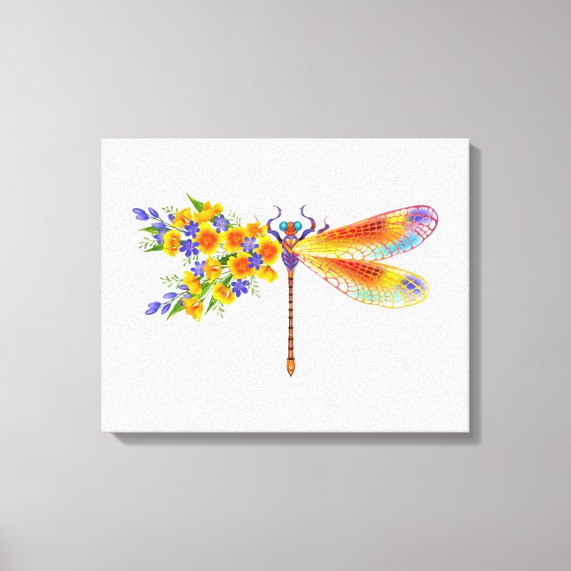 Yellow Flower Dragonfly Canvas Print (Front)