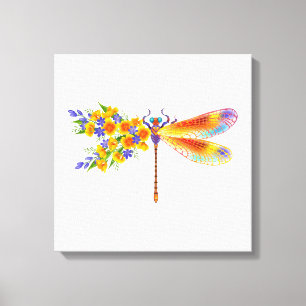 Yellow Flower Dragonfly Canvas Print
