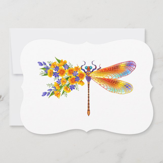 Yellow Flower Dragonfly Card (Front)