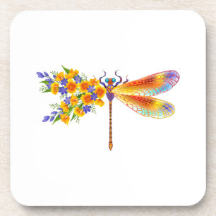 Yellow Flower Dragonfly Coaster