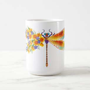 Yellow Flower Dragonfly Coffee Mug