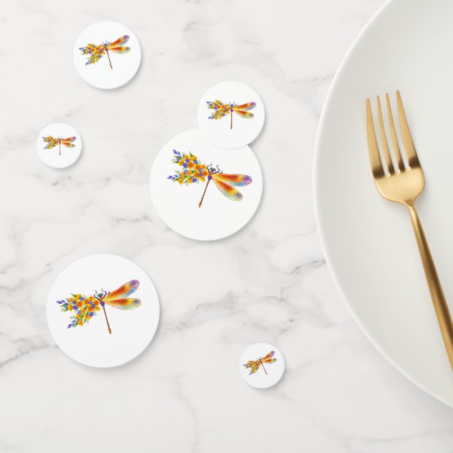 Yellow Flower Dragonfly Confetti (Group)