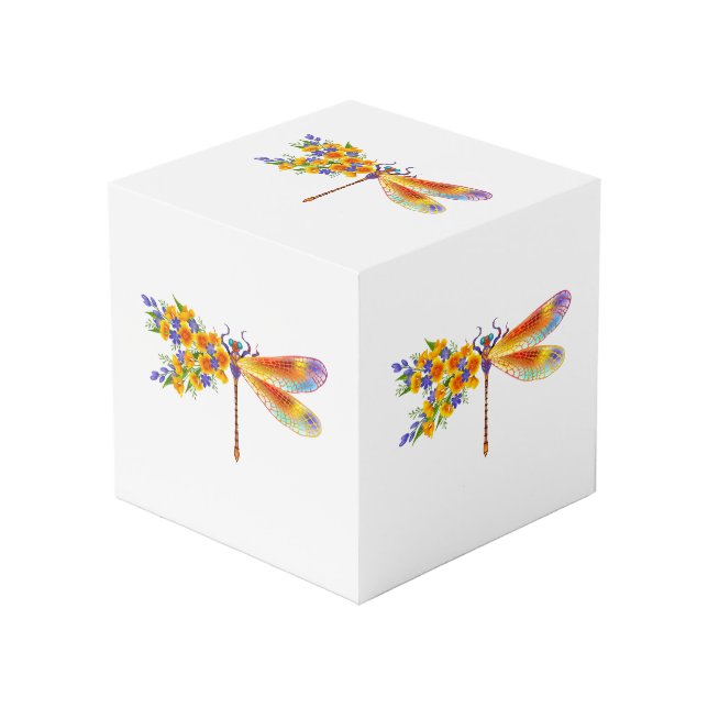 Yellow Flower Dragonfly Cube (Front Angled)