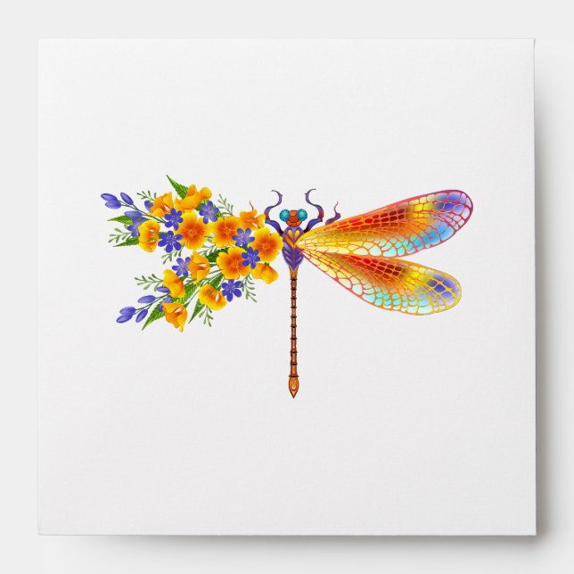 Yellow Flower Dragonfly Envelope (Front)