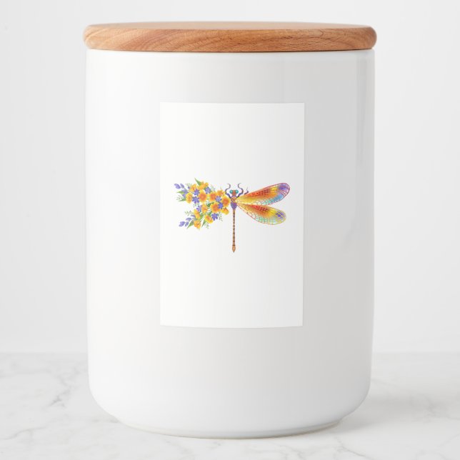 Yellow Flower Dragonfly Food Label (Front)