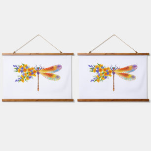 Yellow Flower Dragonfly Hanging Tapestry