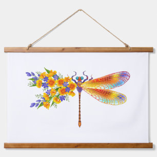 Yellow Flower Dragonfly Hanging Tapestry