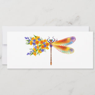 Yellow Flower Dragonfly Holiday Card