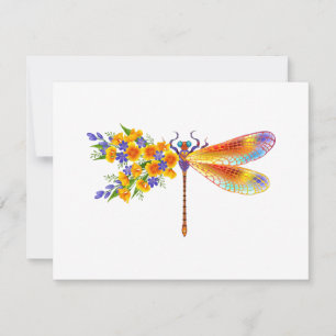 Yellow Flower Dragonfly Holiday Card