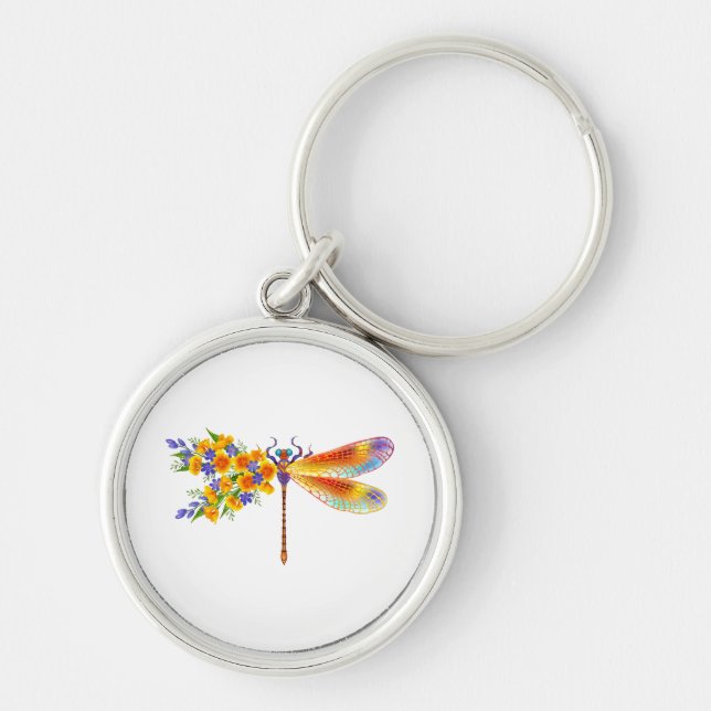 Yellow Flower Dragonfly Key Ring (Front)