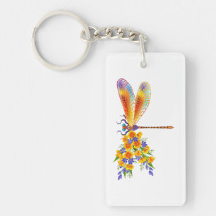 Yellow Flower Dragonfly Key Ring