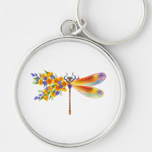 Yellow Flower Dragonfly Key Ring