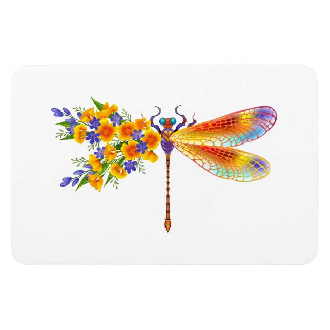 Yellow Flower Dragonfly Magnet (Horizontal)