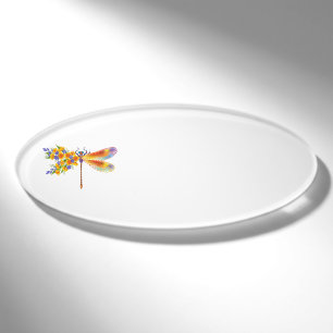 Yellow Flower Dragonfly Name Tag