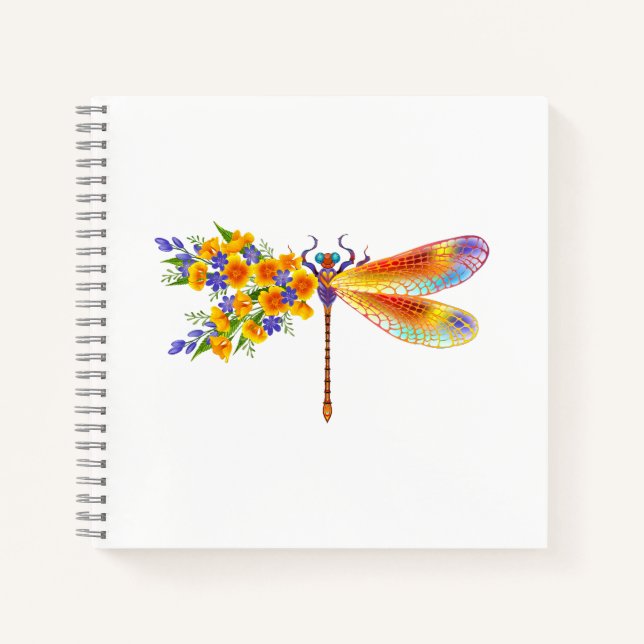 Yellow Flower Dragonfly Notebook (Front)