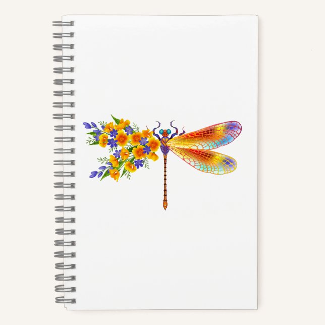 Yellow Flower Dragonfly Notebook (Front)