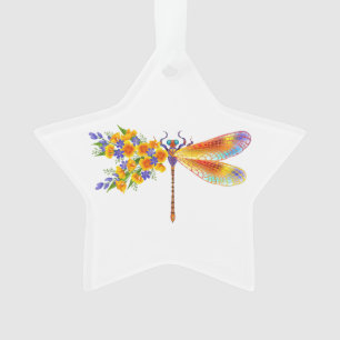 Yellow Flower Dragonfly Ornament