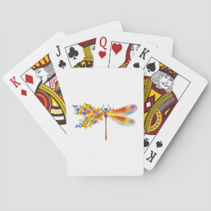 Yellow Flower Dragonfly Playing Cards