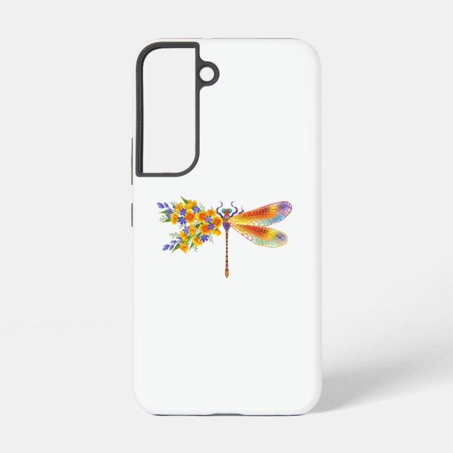 Yellow Flower Dragonfly Samsung Galaxy S22 Case (Back)