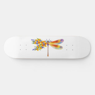 Yellow Flower Dragonfly Skateboard
